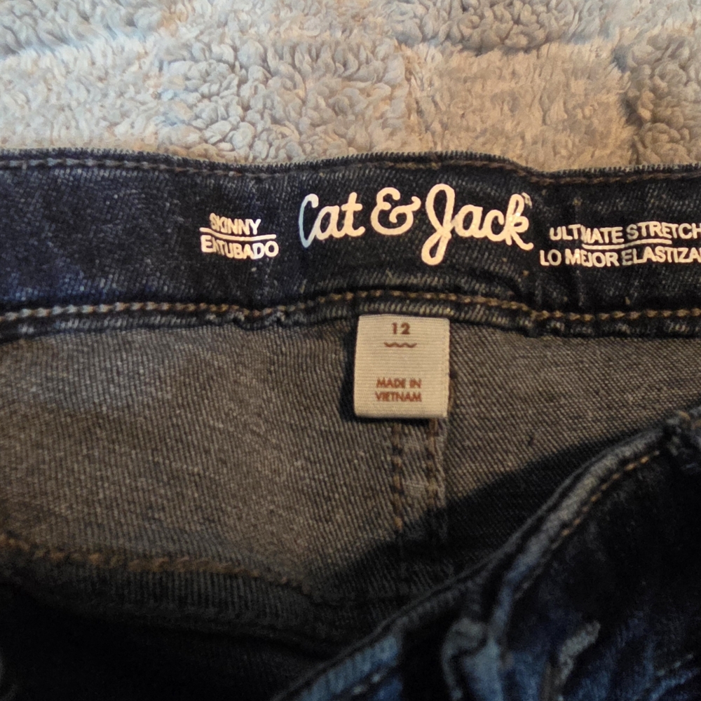 Cat & Jack Girls Size 12 Skinny Jeans Ultimate Stretch Dark Wash - Picture 9 of 11